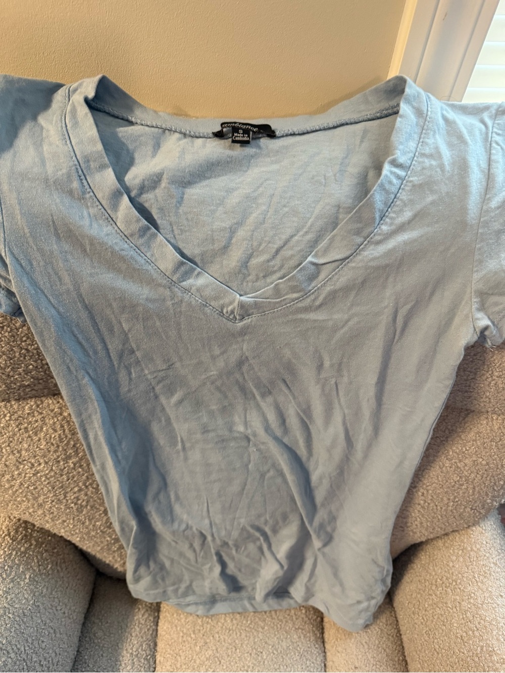 Ambiance Light Blue V-Neck Short Sleeve Tee